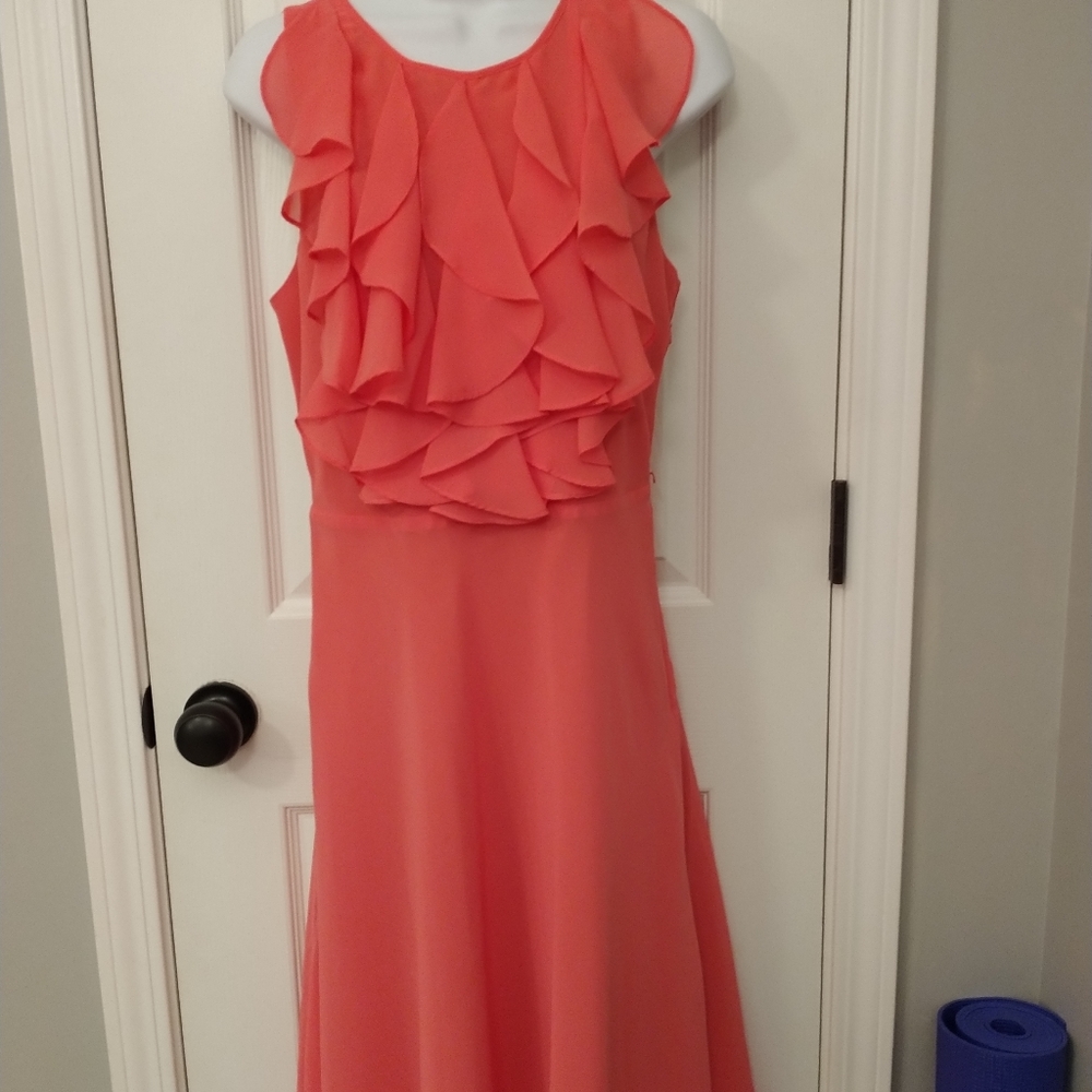 Chadwick's Ruffled Coral Dress  10 petite